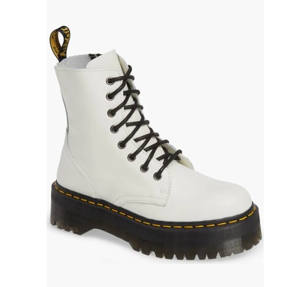 Dr. Martens Docs Jadon Platform Boots Smooth White Leather Size 6 Lightly Worn - Picture 1 of 13